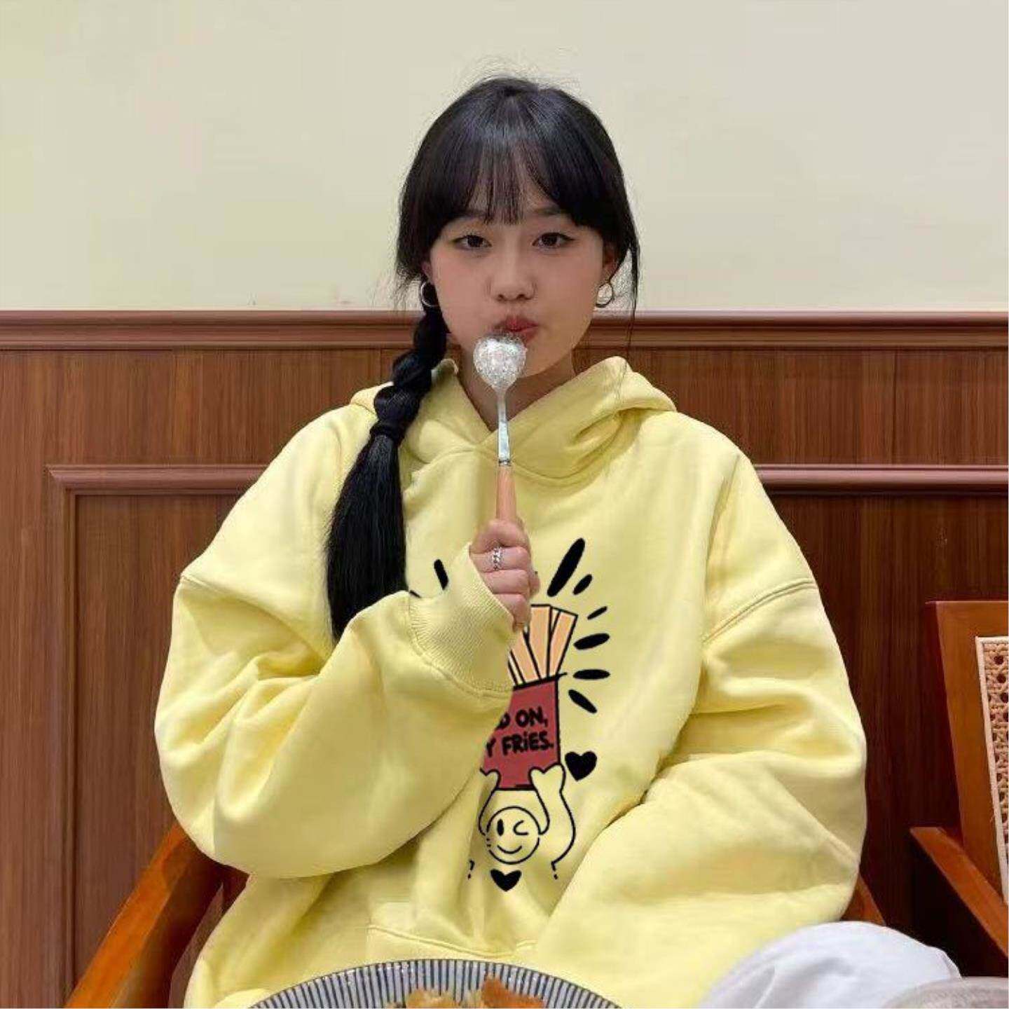 连帽卫衣女春夏韩版高街慵懒风小众印花宽松上衣2026春夏新款爆款