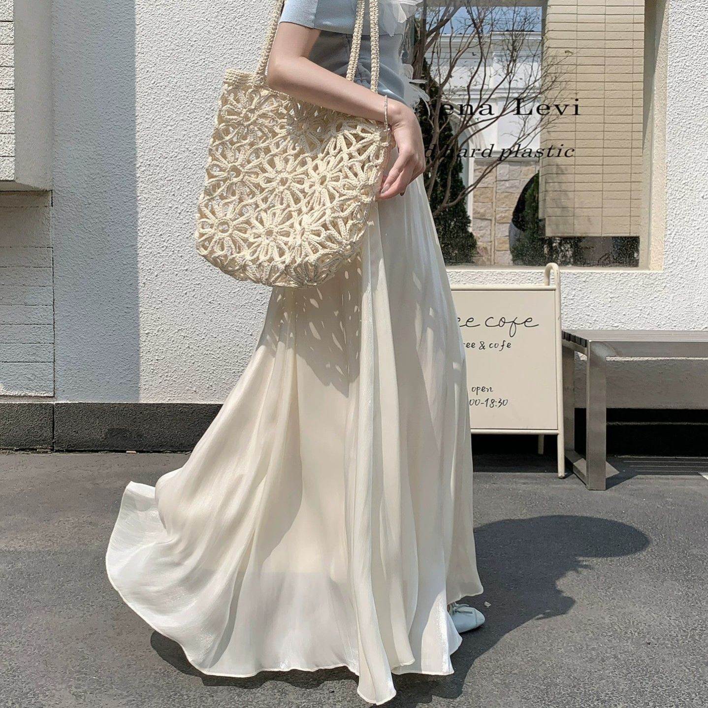 流光纱裙半身裙轻奢高级感女2026新款高腰显瘦字裙飘逸大摆长裙
