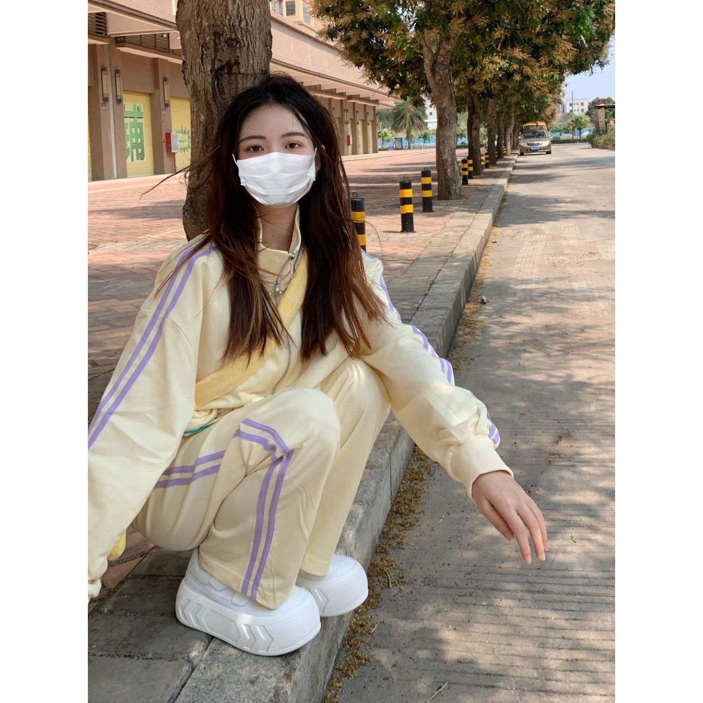 秋冬新款运动服套装女宽松奶呼呼连帽卫衣韩系学院休闲两件套