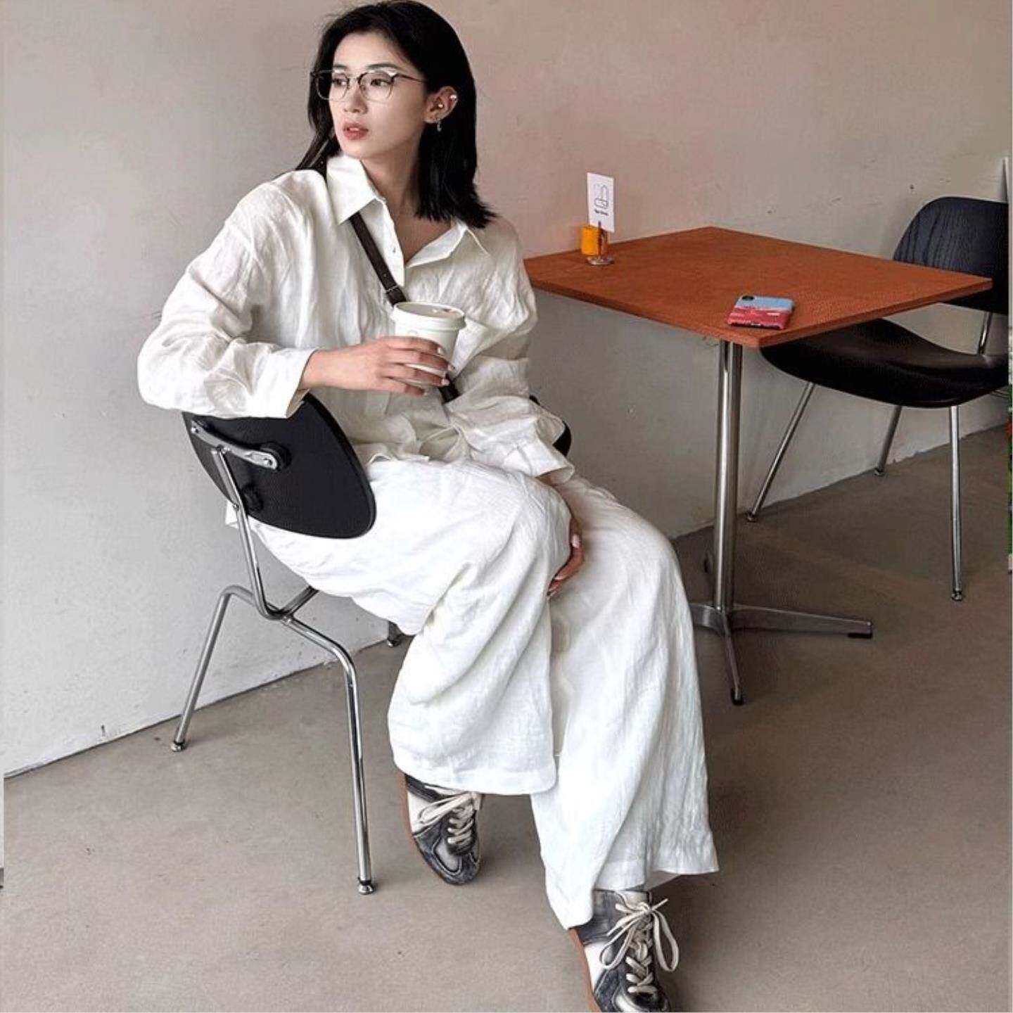 日系简约风微透白色衬衫外套女夏季棉高级感通勤防晒衫衬衣