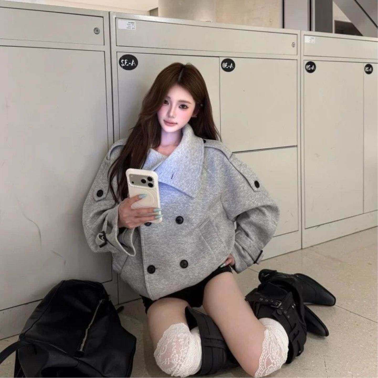 秋冬搭子韩系复古卫衣外套女休闲百搭氛围感风衣