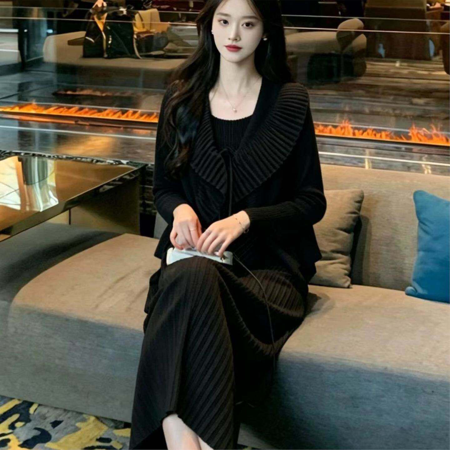 三宅风褶皱套装女白色荷叶边设计感春夏清纯白月光女神穿搭两件套