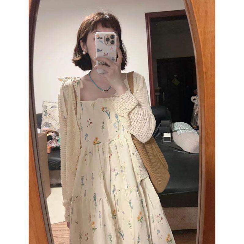 法式裙子高级感碎花吊带连衣裙子女2026新款夏季装穿搭一整套长裙