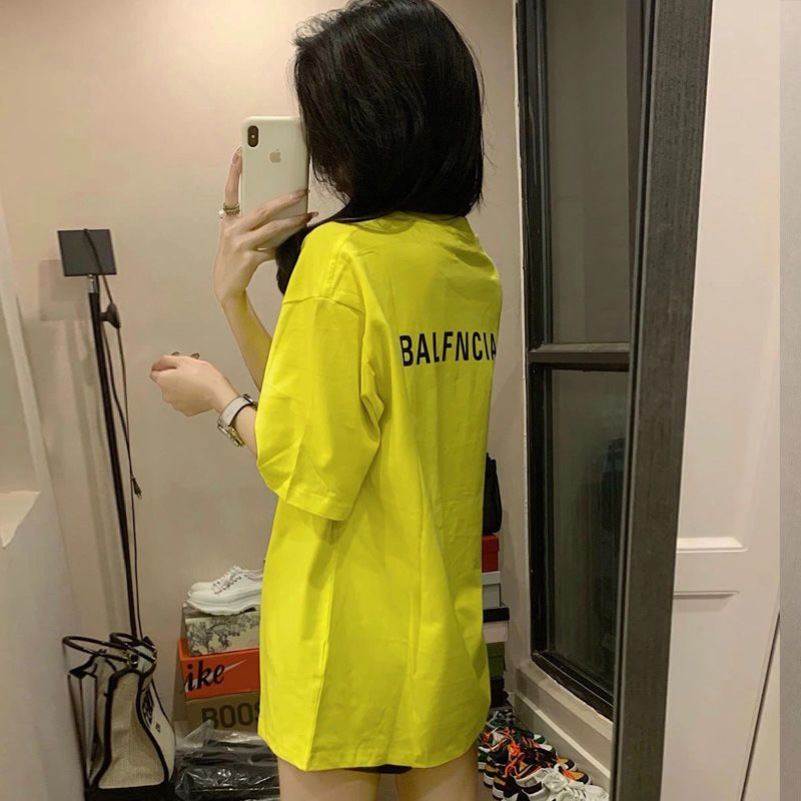 夏季薄款短袖t恤女学生宽松百搭炸街小众oversize中长款半袖上衣