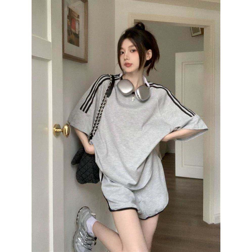 夏季套装时尚韩版棉运动套装女夏学生新款宽松短袖短裤休闲两件套