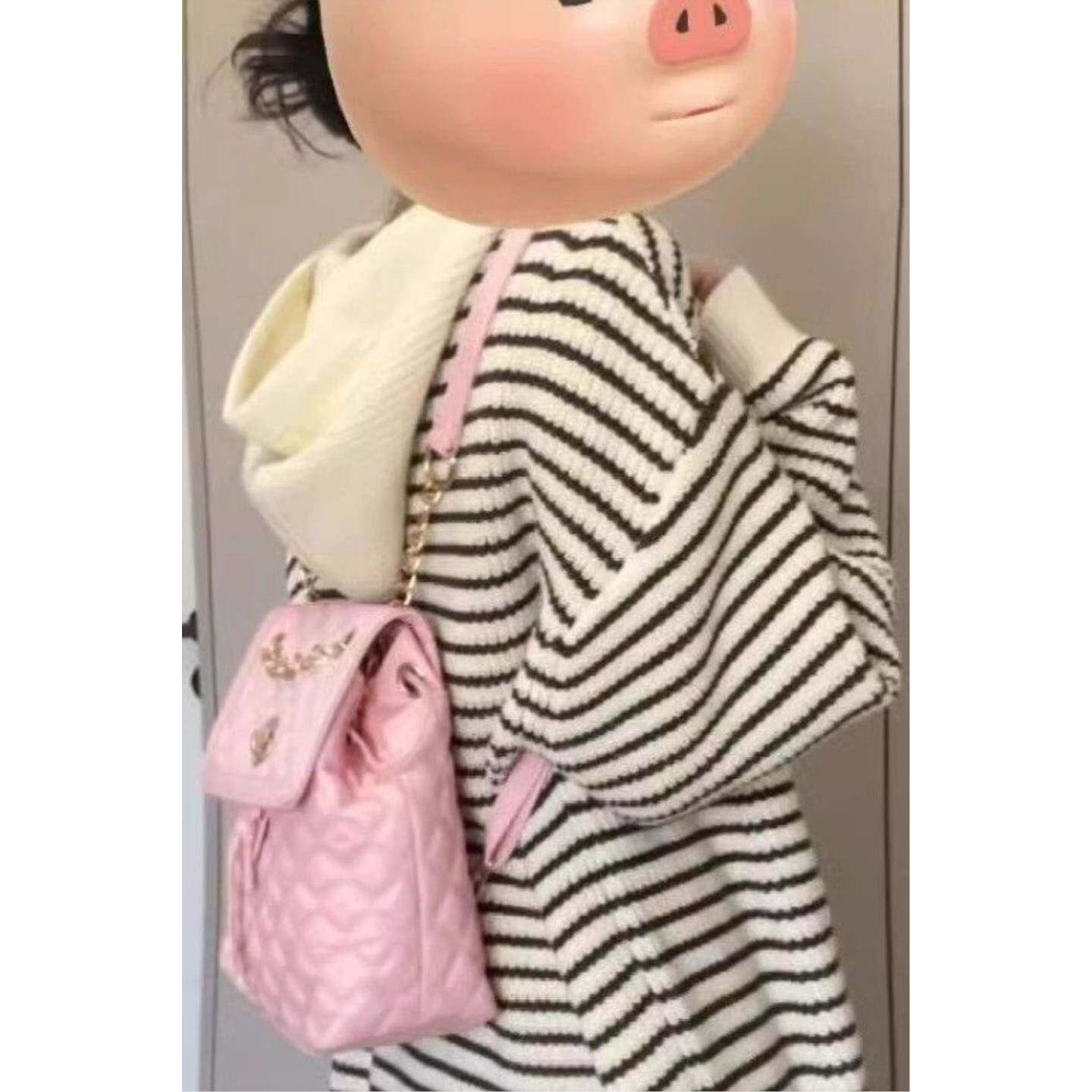 miu系软糯撞色条纹连帽针织开衫女春季松弛感宽松慵懒风毛衣外套