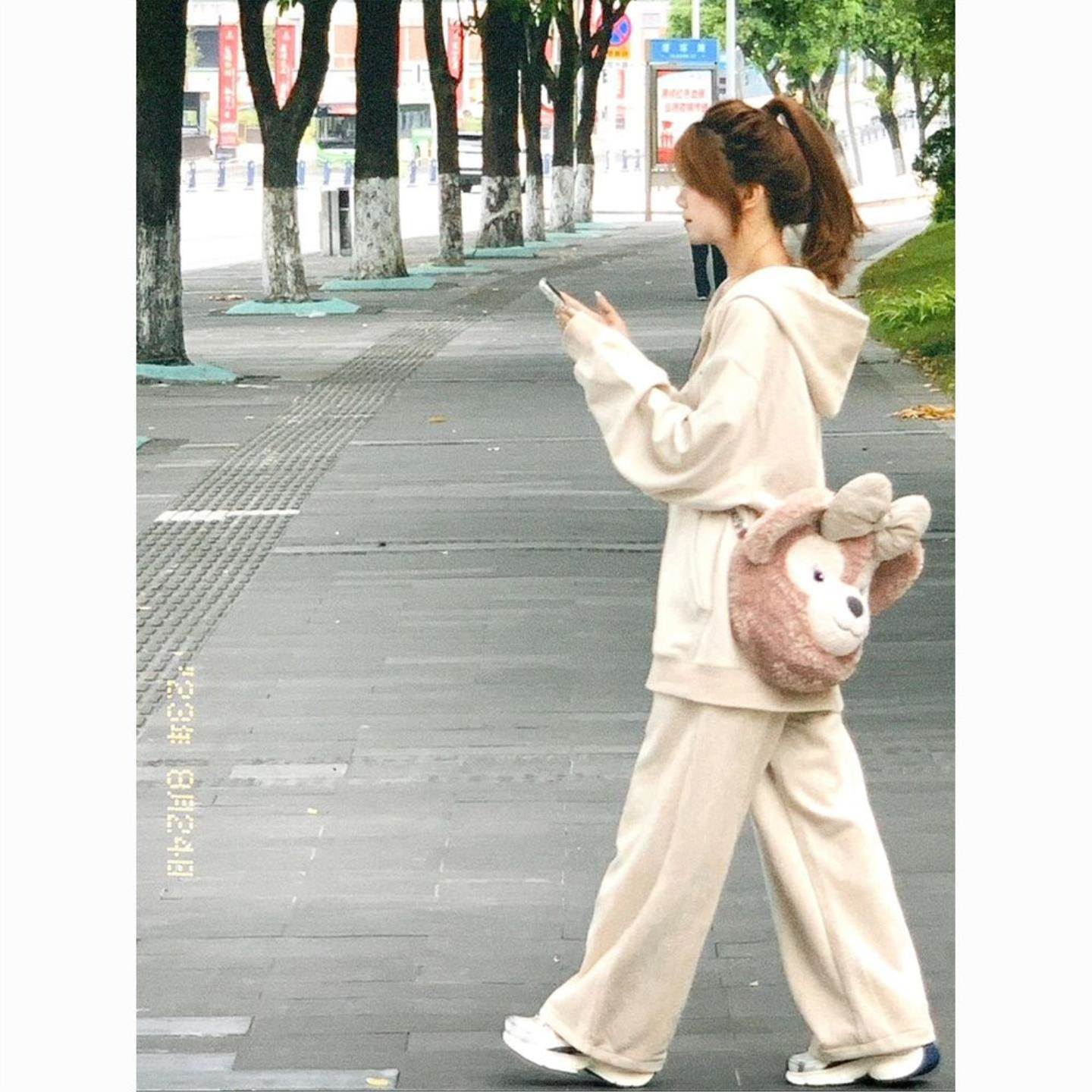运动套装女春季学生韩版宽松显瘦时尚网红卫衣休闲两件套跑步服