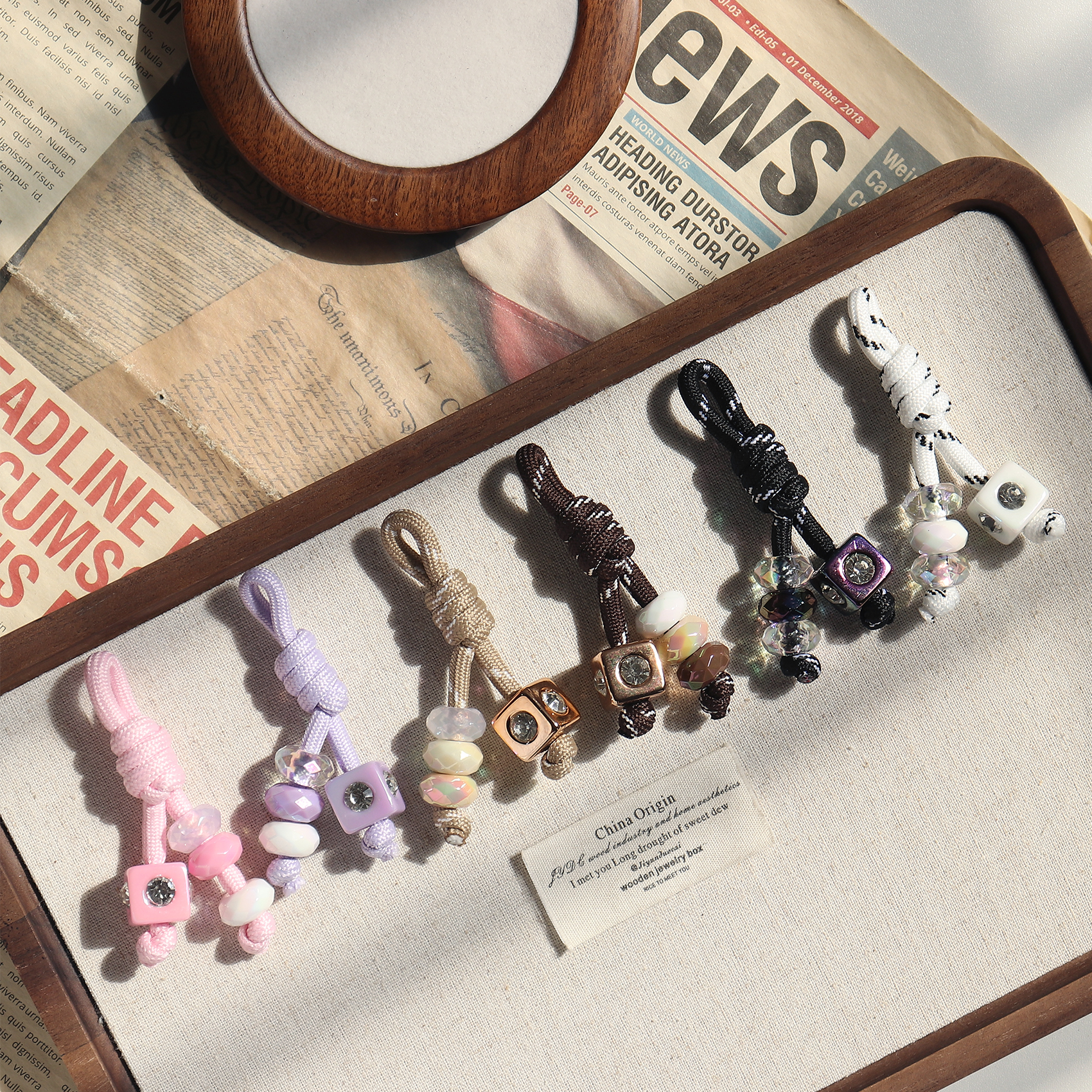 新款彩色方钻鞋包挂件绳扣