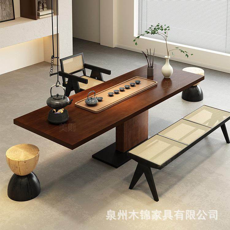 侘寂风实木茶桌设计师创意原木大板茶台中古风家用办公茶桌椅组合,商业/办公家具,茶台/茶桌,淘宝优惠券,粉丝福利购,淘宝优惠卷