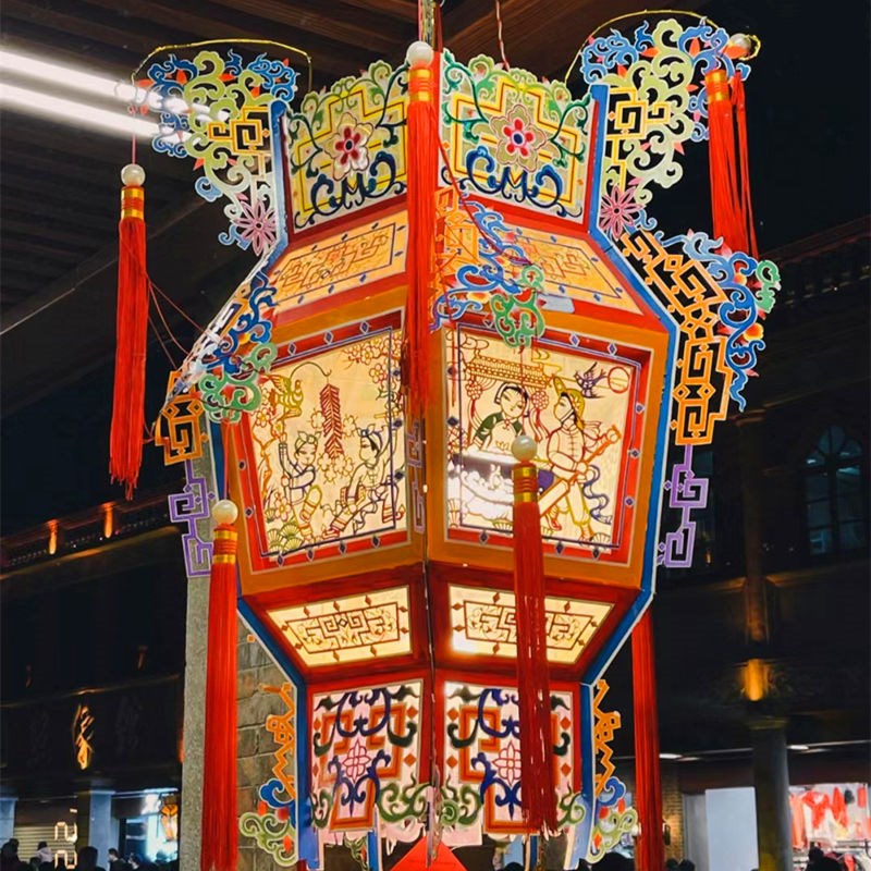 非遗古典手工纸雕k灯笼元宵春节日活动布展商街景装饰灯研学花灯