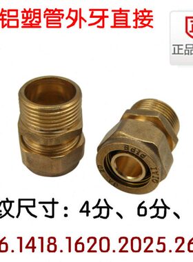 铜接头牙6分4分螺纹1奇爱  接 外 外寸直暖气铝塑管卡套接头接头