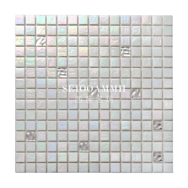 白色幻彩玻d璃马赛克瓷砖轻奢卫生间浴室厨房阳台小块墙砖背景墙