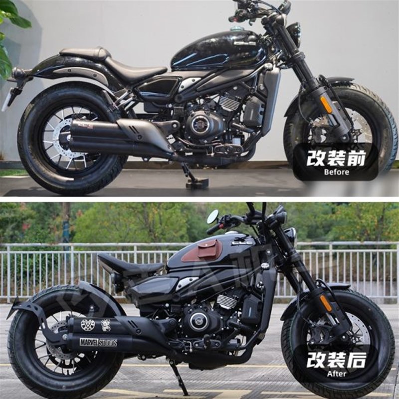 适用春风450CLC改装覆古排气管装饰罩不锈P钢防烫罩隔热盖保护壳