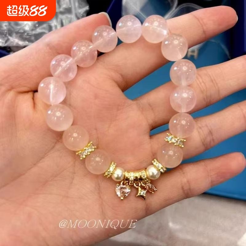 金粉世家~粉色串珠手炼女招桃花转运手炼2025新款U旺人缘净化磁场