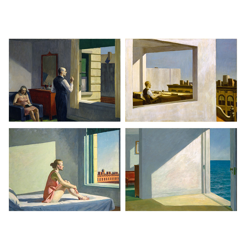 爱德华霍普现代欧式客厅沙v发背景装饰画卧室挂画无框画打印画芯