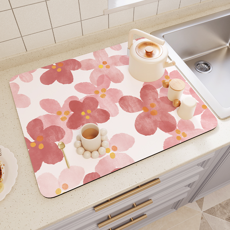 厨房台面沥水垫h硅藻泥吸水垫桌面餐具干燥垫杯垫免洗茶台吧台垫s