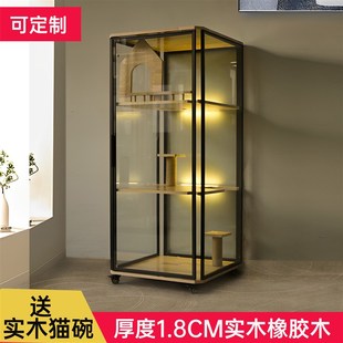 实木猫别墅猫笼子多层猫咪房子家用猫屋超大豪华定制宠物店猫柜