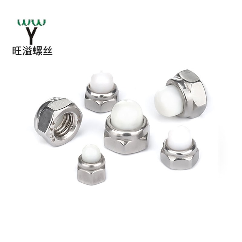 厂家直销304不锈钢非金属嵌件盖形螺母DIN986尼龙盖型螺帽M5M6M8