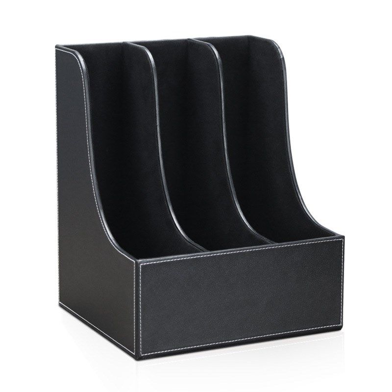 皮革弧形三排文件座/栏 桌面资料框整理文件架 商务办公用品定制