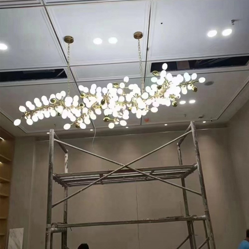 后现代轻奢吊灯复式楼别墅酒店大厅灯艺术吧台灯金蛋装饰餐厅灯具