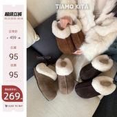 小孙鞋 雪地靴女秋冬新款 二代 牛绒 隐形6cm勃肯鞋 博肯增高鞋 女