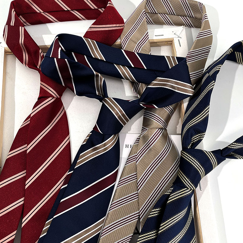 HOW条纹JK学院风涤纶丝手打长款格子暗红藏青男女7cm衬衣领带