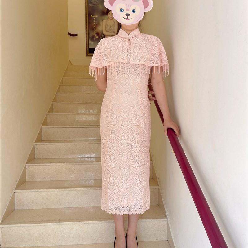 秀丽华服春夏旗袍斗篷披肩两件套婚礼新娘订婚敬酒服宴会