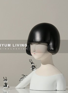 轻奢现代人物雕塑摆件客厅样板房售楼处软装饰品T桌面树脂工艺品