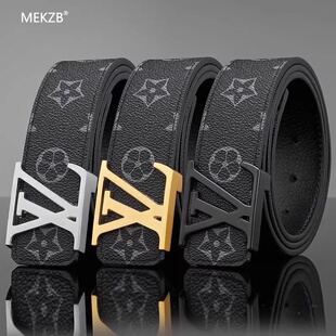 皮带男真皮2025年新款正品高端品牌休闲百搭平滑扣牛皮腰带送礼