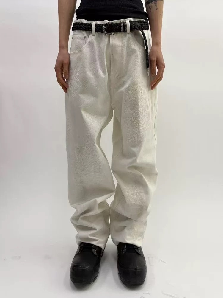 thumbnail for FAR embroidered stained white jeans