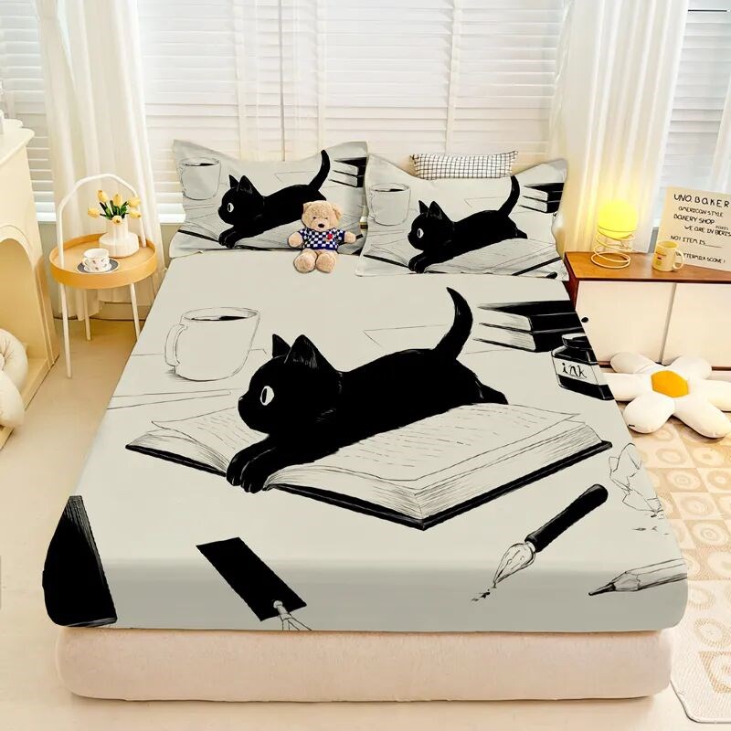 卡通墨水猫系列床笠单品床罩x席梦思床垫套保护罩子儿童房床上用