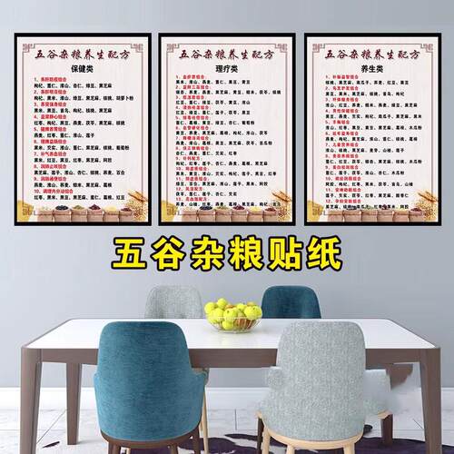 五谷杂粮海报五谷养生磨坊装饰画杂粮店墙贴纸药食同源挂图宣传画