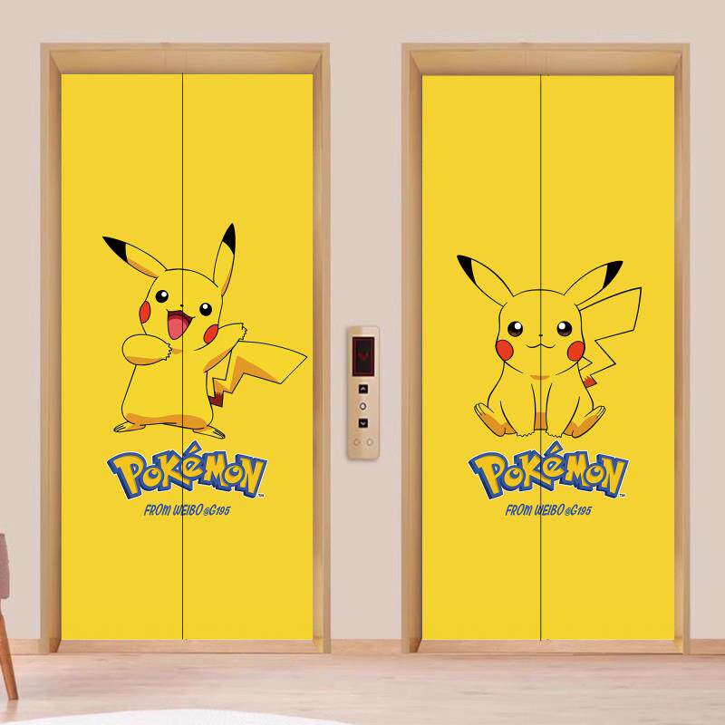 电梯门贴纸入户高级感装饰贴画卡通可爱皮卡丘创意美化贴自粘壁纸