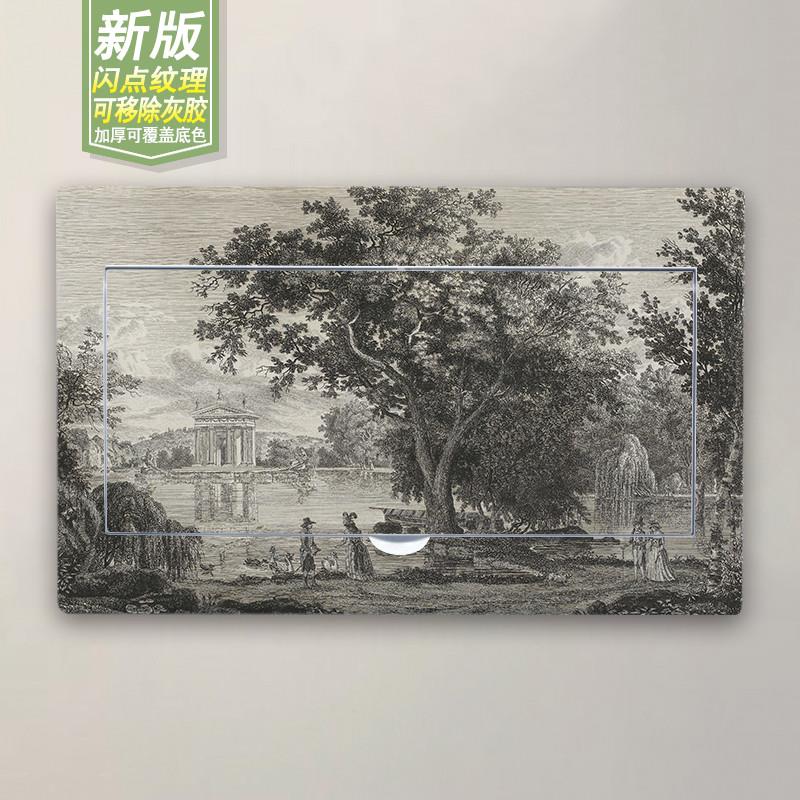 自粘弱电表箱贴纸高级感法式复古黑白风景美式装饰遮挡配电盒贴画图片