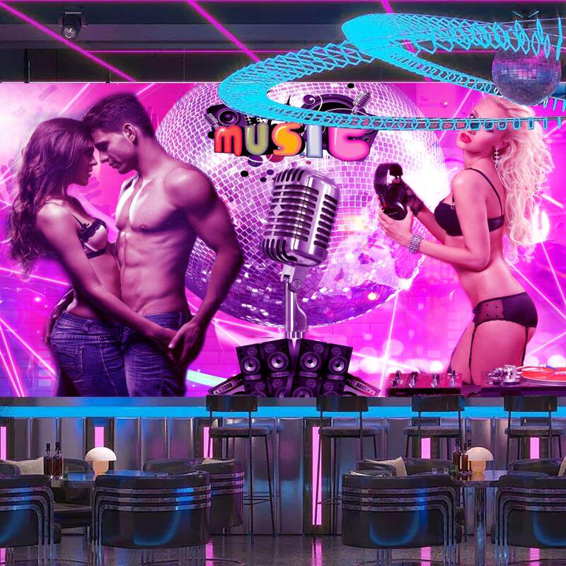 欧美性感美女酒吧墙面装饰贴纸ktv背景墙壁纸贴画3d立体墙贴壁画