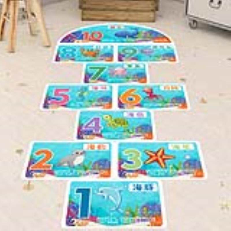 海洋跳房子地贴自粘游戏格子幼儿园儿童小学校装饰课间十分钟数字