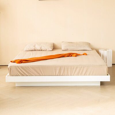 橡木床无白色落地床头悬浮民宿床矮床全实木床榻榻米床床架无靠背