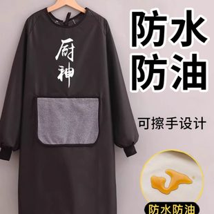 餐飲專用工作服男士 罩衣防水防油女2023新款 圍裙家用廚房做飯長袖