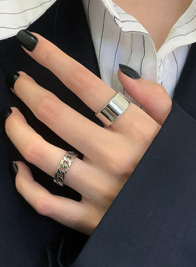 闭眼入基础款~戒指女时尚个性复古链条光面M食指戒男开口简约百搭