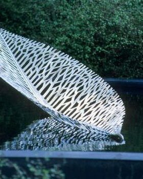 不锈钢树叶雕塑创意真金属铁艺镂空叶子户外水景酒店装饰品摆件