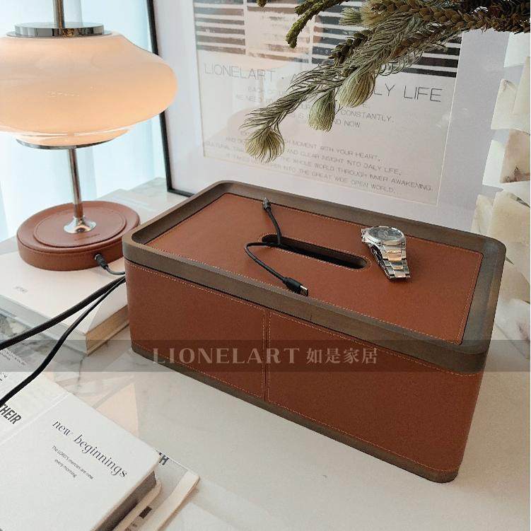 如是收纳盒插线板隐藏实木盒手机充电线整理箱零食茶具收纳盒