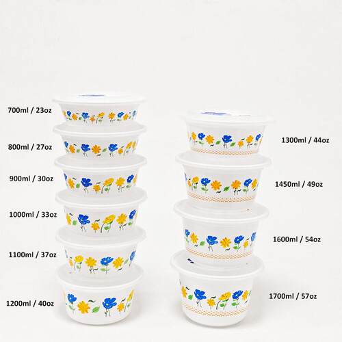 凯天餐盒美式一次性花语系列700-1700ml盖圆碗汤粉面打包盒