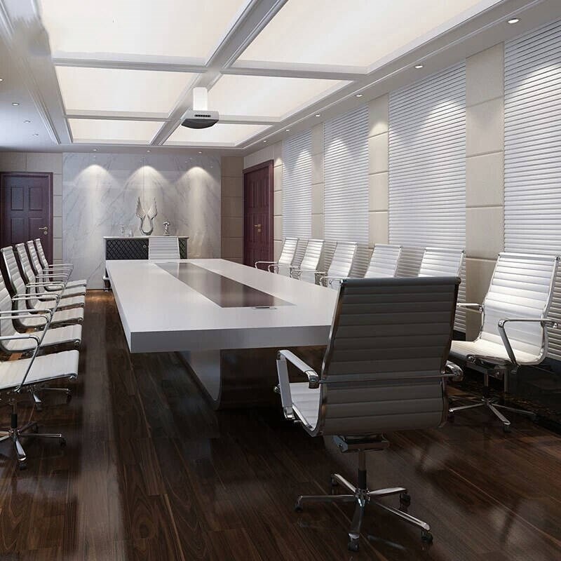 白色烤漆会议长条桌简约现代大型实木油漆办公家具厂家直销