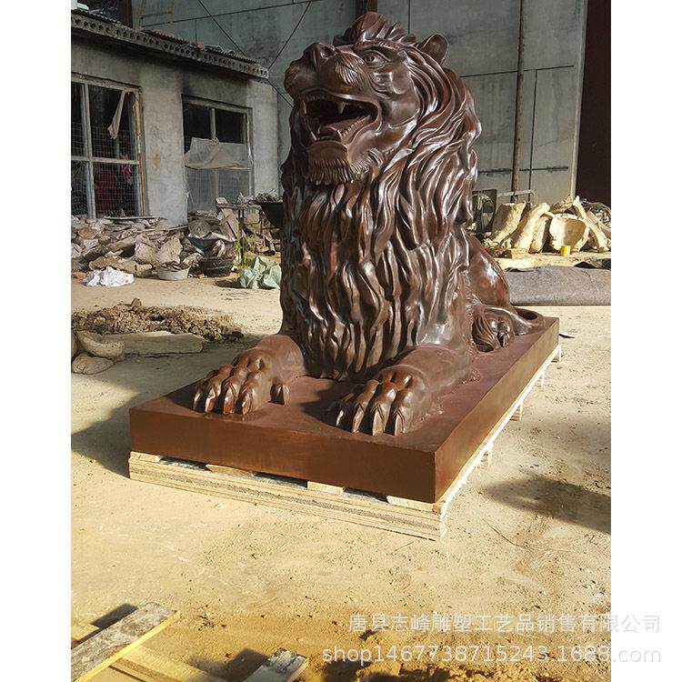 银行门口狮子雕塑大型铸铜北京故宫狮子雕塑银行汇丰爬狮铜飞狮