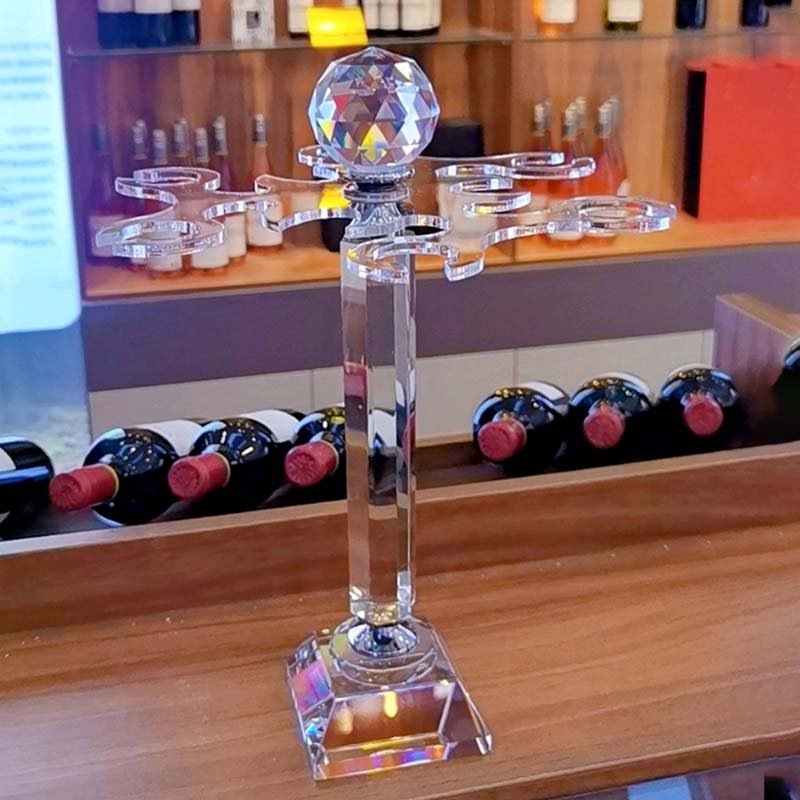 水晶红酒杯架g倒挂高脚杯葡萄酒架旋转轻奢家用醒酒器套装酒柜摆