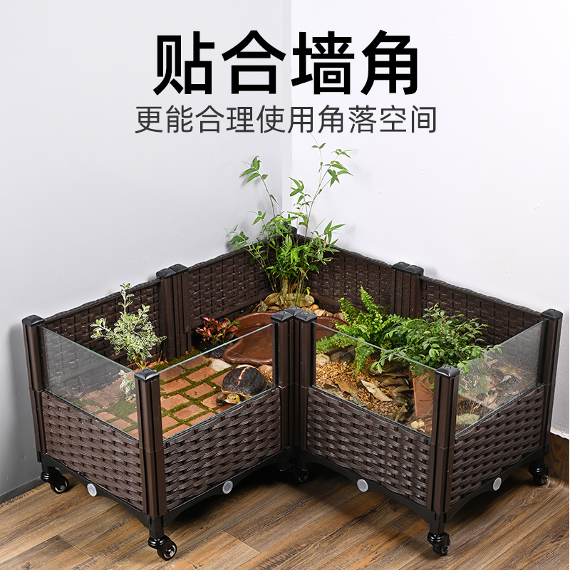 黄缘龟专用饲养j箱半水龟生态造景绿植物缸套餐带轮子可移动超大