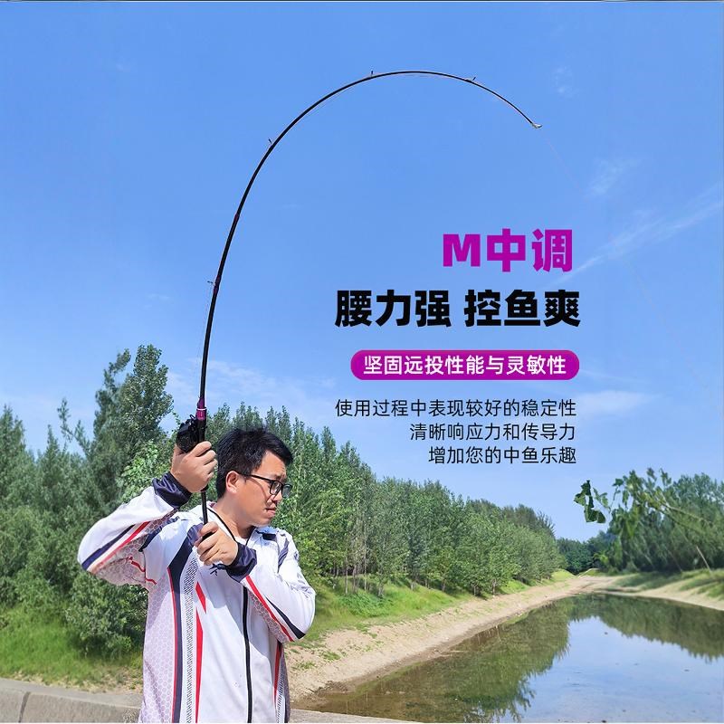 全套碳素路亚竿套装海竿抛竿防炸线炫彩紫色水滴轮远投直柄纺车轮