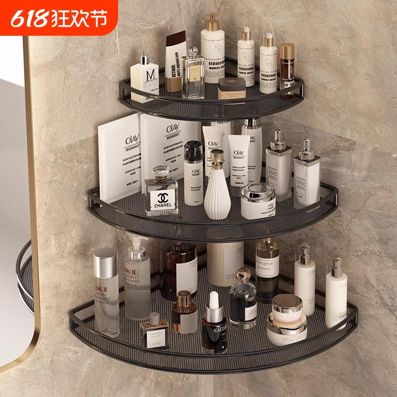 免打孔浴室卫生间置物架厕所洗手洗漱台墙上三角收纳洗澡壁挂架子