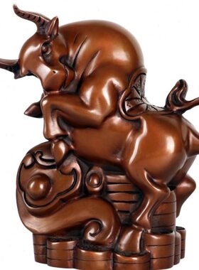 如意工艺品肖大旺财生日生仿古摆件仕缘紫铜招财商务礼品牛牛如意