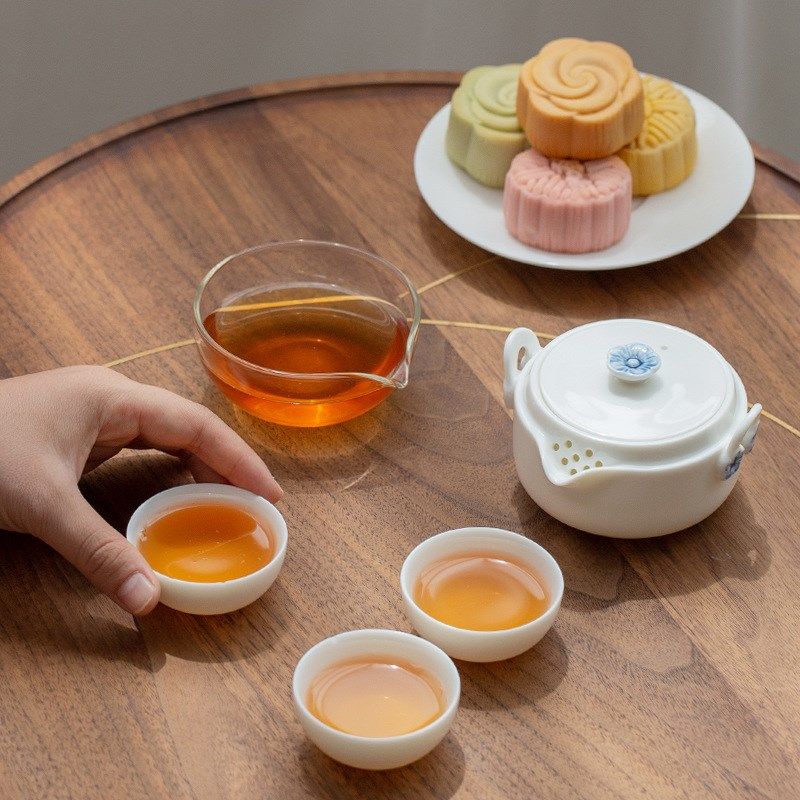 便携式旅行茶具套装羊脂玉白瓷户外露营喝茶装备快客杯一壶三杯,餐饮具,旅行茶具,淘宝优惠券,粉丝福利购,淘宝优惠卷